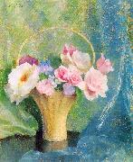 Hills, Laura Coombs Basket of Flowers oil painting artist